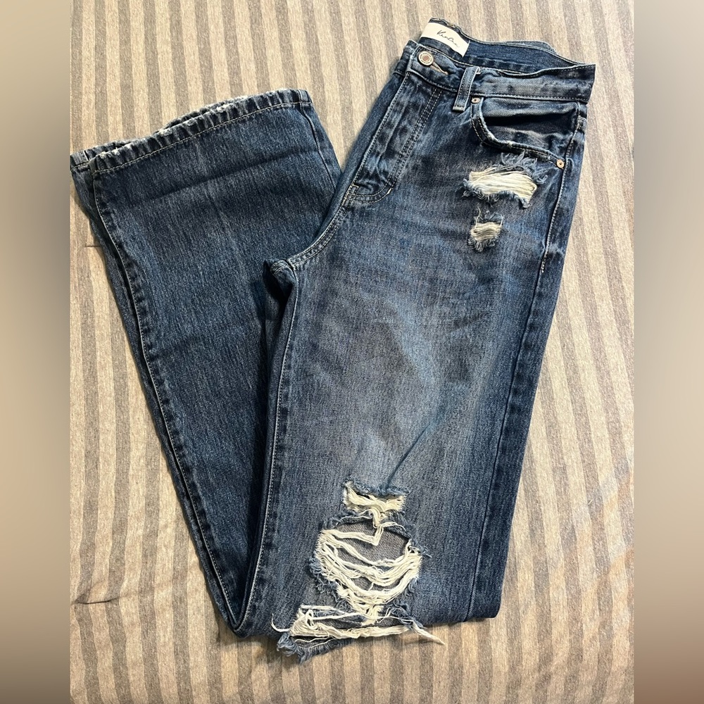 KanCan wide leg distressed jean
